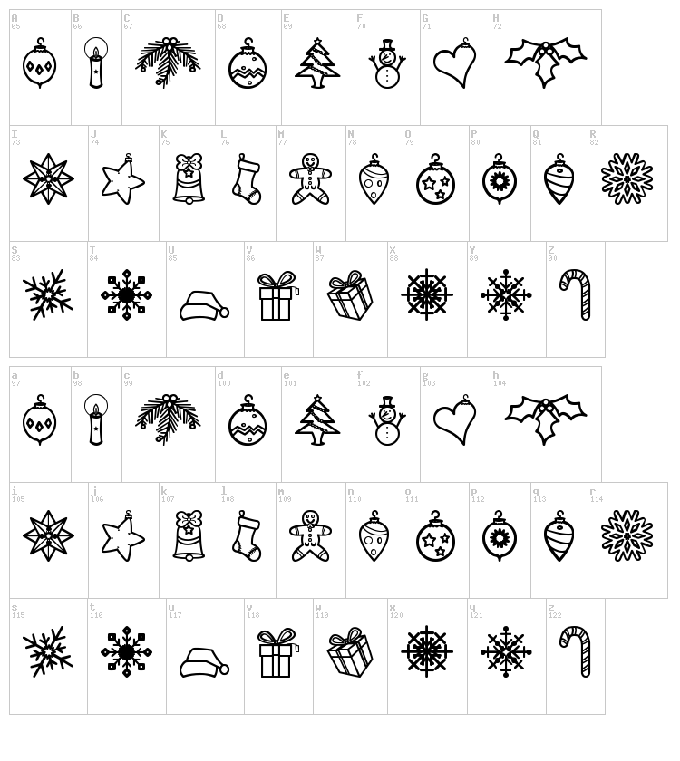 Xmasbats St font map